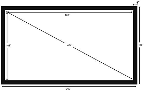 Silver Ticket Products STR Series 6 Piece Home Theater Fixed Frame 4K / 8K Ultra HD, HDTV, HDR & Active 3D Movie Projection Screen, 16:9 Format, 220" Diagonal, White Material STR-169220
