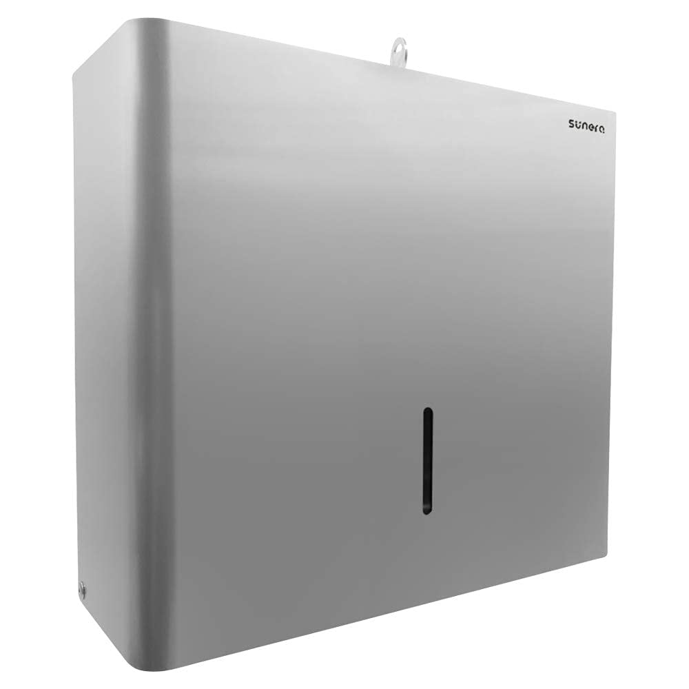 SUNERA Luxury Commercial Paper Towel Dispenser Wall Mount M-Fold Hand Paper Towel Dispenser 304 Stainless Steel Brushed Finish Durable