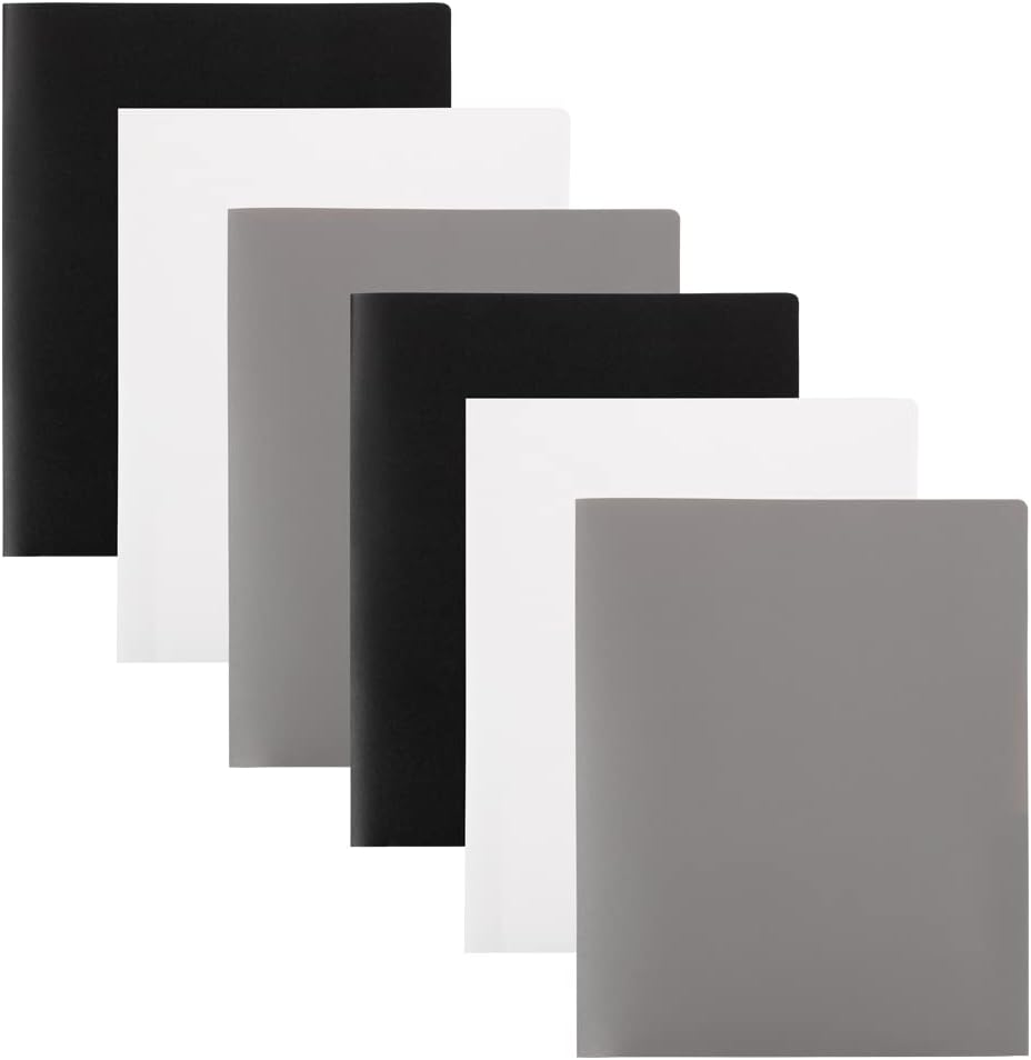 JAM PAPER Plastic 2 Pocket POP Folders - Durable School Folders - Assorted Business Colors - 6/Pack