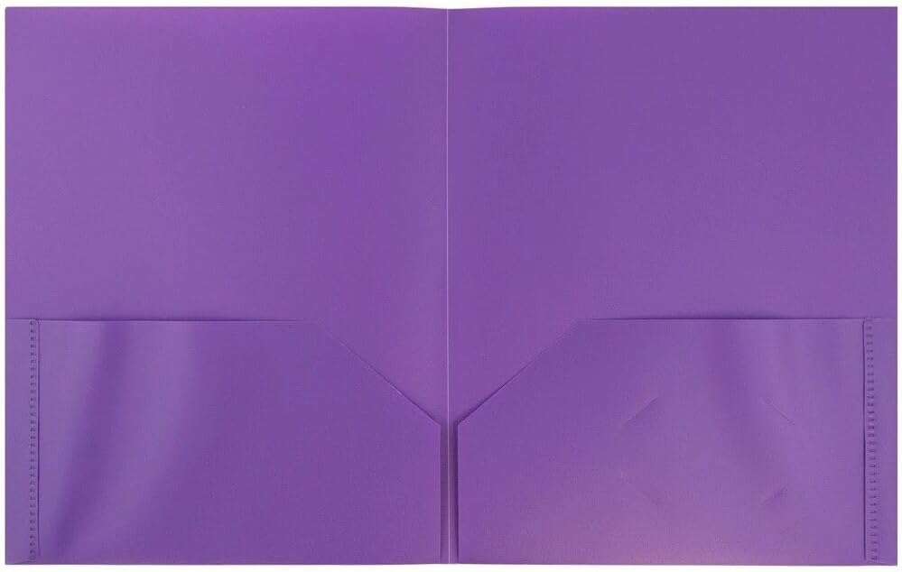 JAM PAPER Plastic 2 Pocket POP Folders - Durable School Folders - Assorted Primary Colors - Bulk 48 Folders/Box (8 Assorted Packs of 6)