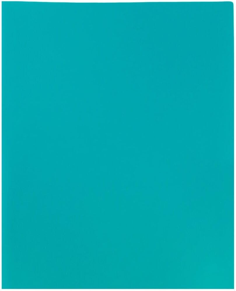 JAM PAPER Plastic 2 Pocket POP Folders - Durable School Folders - Teal Blue - 3/Pack
