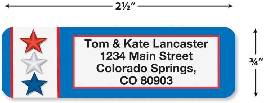 Colorful Images Star Spangled Patriotic Rolled Personalized Return Address Mailing Labels with Dispenser, Customize with Name & Shipping Address, 500 ¾” x 2½” Self Adhesive, Easy Peel Label Roll