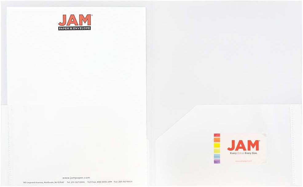 JAM PAPER Plastic 2 Pocket POP Folders - Durable School Folders - Clear - 6/Pack
