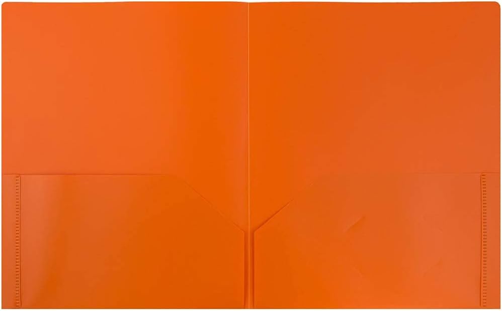 JAM PAPER Plastic 2 Pocket POP Folders - Durable School Folders - Orange - 6/Pack