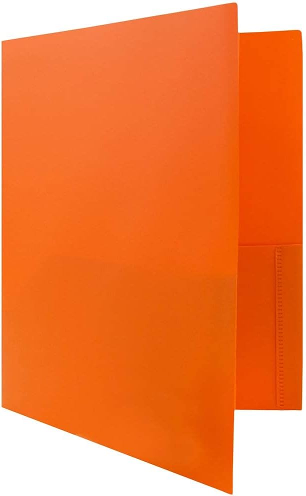 JAM PAPER Plastic 2 Pocket POP Folders - Durable School Folders - Orange - 6/Pack