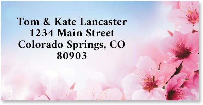 Colorful Images Peach Blossom Floral Return Address Mailing Labels, Personalize with Name & Address, Set of 144 Self Adhesive, Easy Peel Flat Label Sheets, Large, 1 Designs
