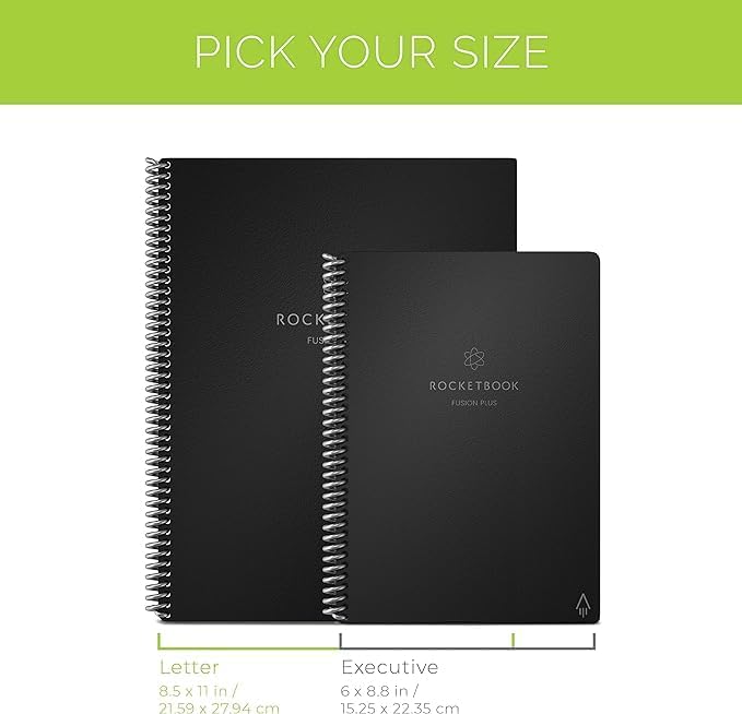Rocketbook Smart Reusable Notebook, Fusion Plus Executive Size Spiral Notebook & Planner, Neptune Teal, (6" x 8.8")