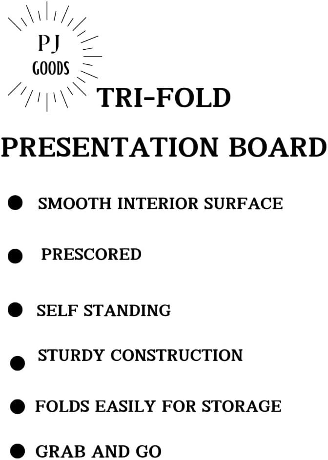 PJ Goods 24 Pcs White Tri Fold Poster Board 36" x 48 for Science Fair Presentation Displays, School Projects, Business Displays, 4H, Sports, Graduations/Senior Night, Lightweight and Foldable