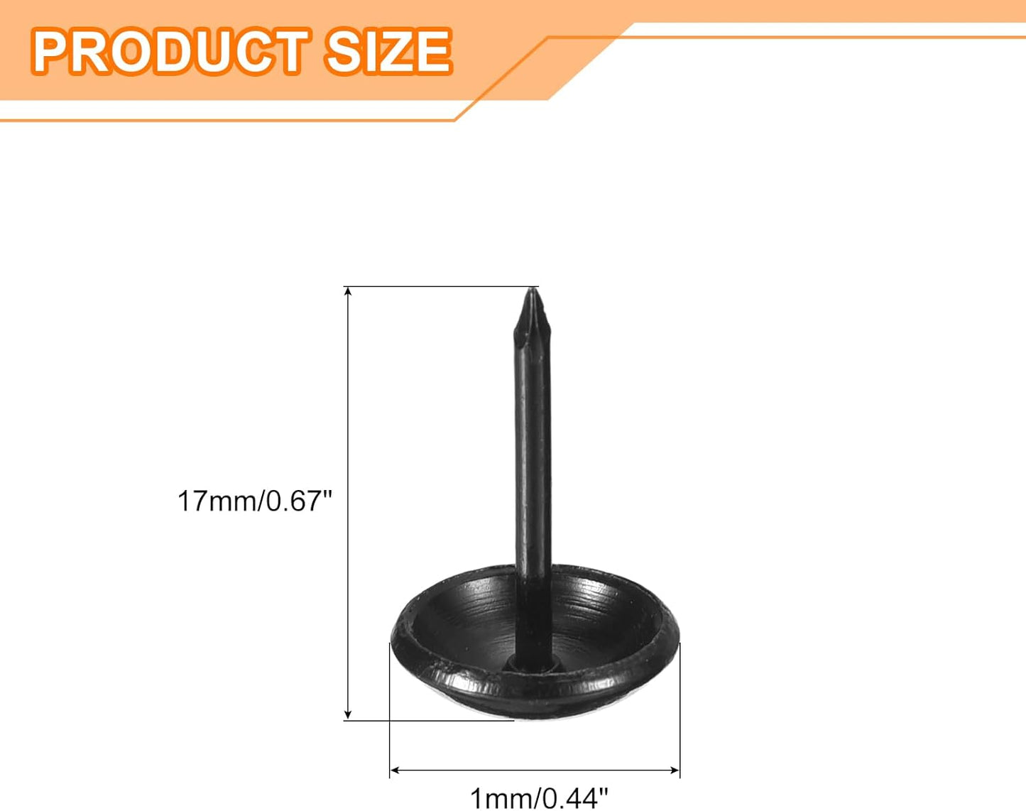 uxcell Upholstery Tacks Nail Pins Furniture, 200Pcs 11x17mm Thumb Tack Pins Assortment Kit Carbon Steel for Home Sofa DIY Decorative Nail Heads Nails, Black