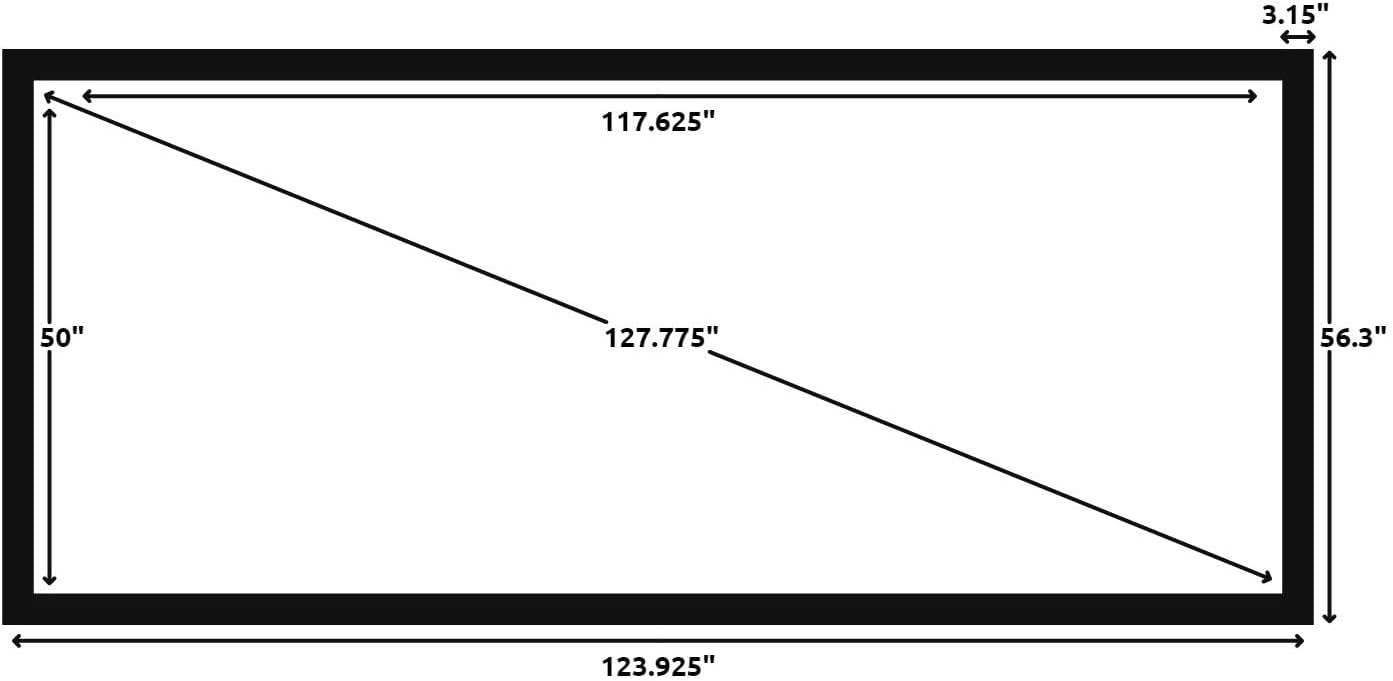 Silver Ticket Products STR Series 6 Piece Home Theater Fixed Frame 4K / 8K Ultra HD, HDTV, HDR & Active 3D Movie Projection Screen, 2.35:1 Format, 125" Diagonal, Woven Acoustic Material STR-235125-WAB