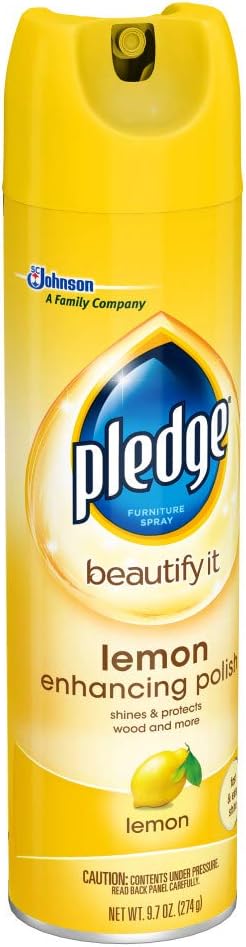 Pledge Multisurface Furniture Polish Spray, Works on Wood, Granite, and Leather, Shines and Protects, Lemon, 9.7 oz (Pack of 2)