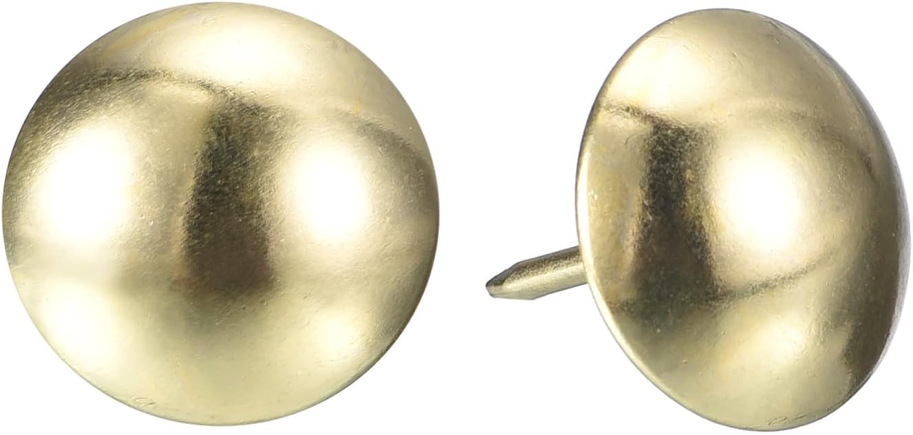 uxcell Upholstery Tacks Nail Pins Furniture, 50Pcs 19x23mm Thumb Tack Pins Assortment Kit Carbon Steel for Home Sofa DIY Decorative Nail Heads Nails, Gold