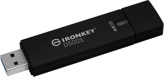 Kingston Ironkey D500S 64GB Encrypted Flash Drive | Dual Hidden Partition | FIPS 140-3 Level 3 | XTS-AES 256-bit | BadUSB and Brute Force Protection | Multi-Pin Option | IKD500S/64GB