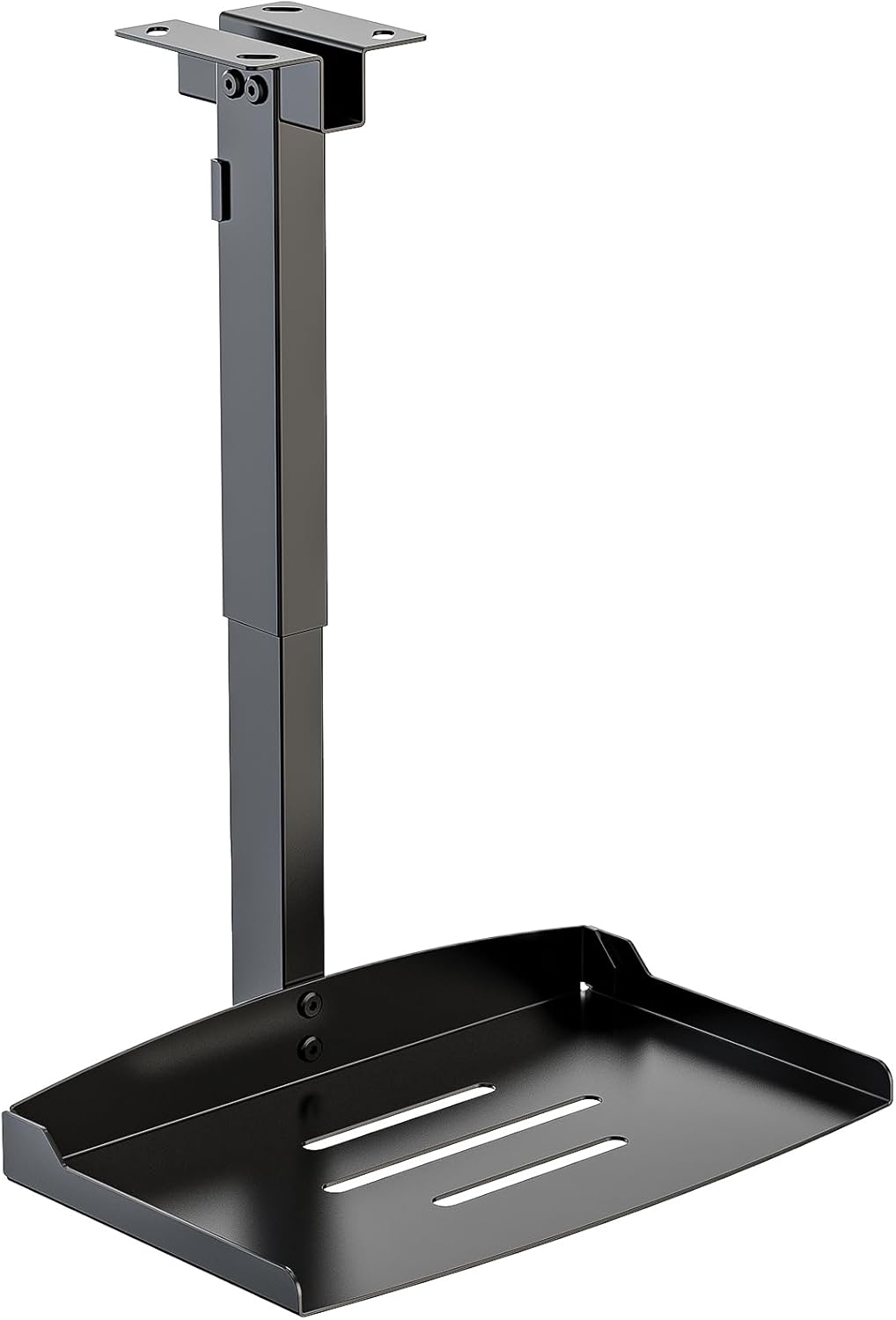 WALI Projector Ceiling Mount Tray，Projector Wall Mount Holds up to 22lbs, Height Adjustable Universal Projectors Mount, No Hole Installation, Hidden Cable Routing, Black(PM-005-B)