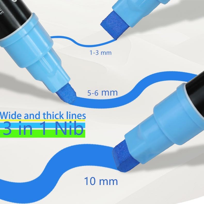 VIANZE Jumbo 12Colors Markers, Acrylic Paint Pens, 10mm Felt Tip Jumbo Poster Markers,Waterproof and Permanent Paint Pens, for Rock Wood, Fabric, Ceramic,Posters Art Paintings