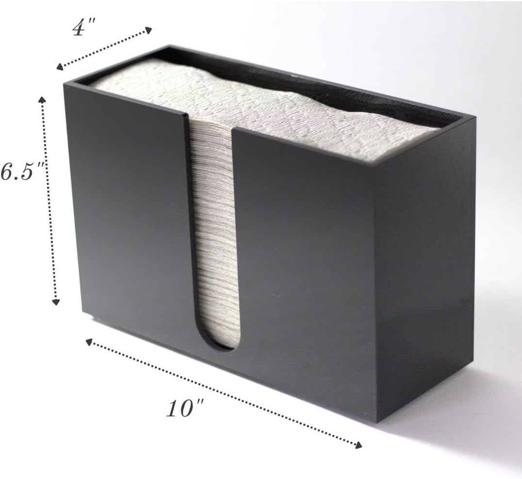 Paper Towel Dispenser Countertop, Black Paper Towel Holder(5mm - 6.5" Tall) Acrylic Folded Napkin Holder for Kitchen, Multifold C-Fold, Z-Fold, Trifold Paper Hand Towel Dispenser for Bathroom