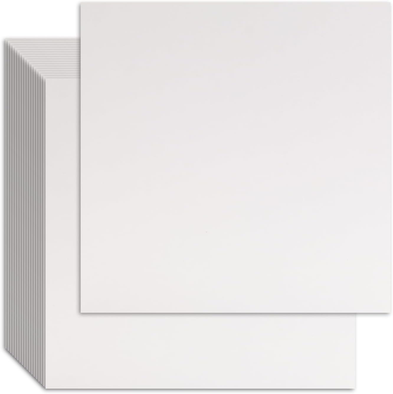 25 Pcs Book Board, Binder Board, Cover Board, Heavy Duty Chipboard for Book Binding, DIY Cardboard (White, 12 x 12 Inch 80PT)