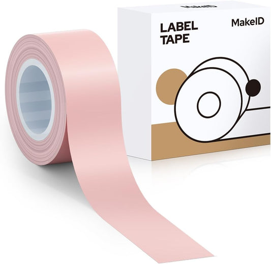 MakeID E1 Q1 Label Maker Tape Refills, 16mm x 4m (0.63" x 13') Continuous Sticker Thermal Laminated Waterproof Self-Adhesive Multipurpose Labeling Tape Replacement