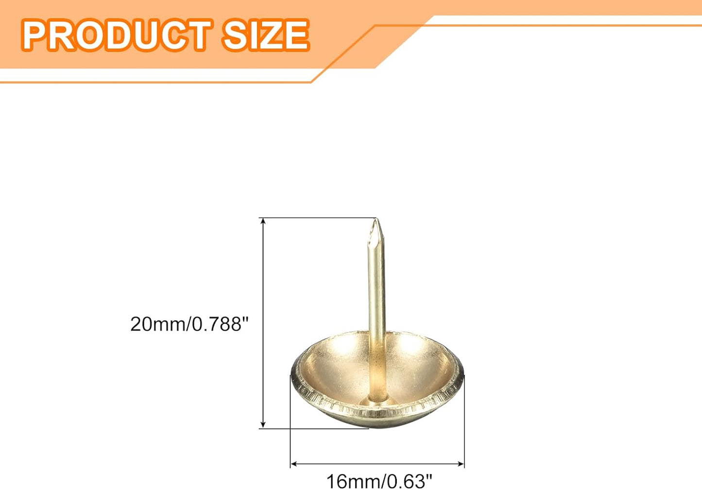 uxcell Upholstery Tack Nail Pins Furniture, 50Pcs 16x20mm Thumb Tack Pins Assortment Kit Carbon Steel for Home Sofa DIY Decorative Nail Heads Nails, Gold