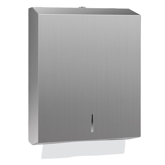 Paper Towel Dispenser Wall Mount, Brushed Stainless Steel Commercial Paper Towel Holder with Lock, Large Capacity 400 C Fold/525 Multifold Towels