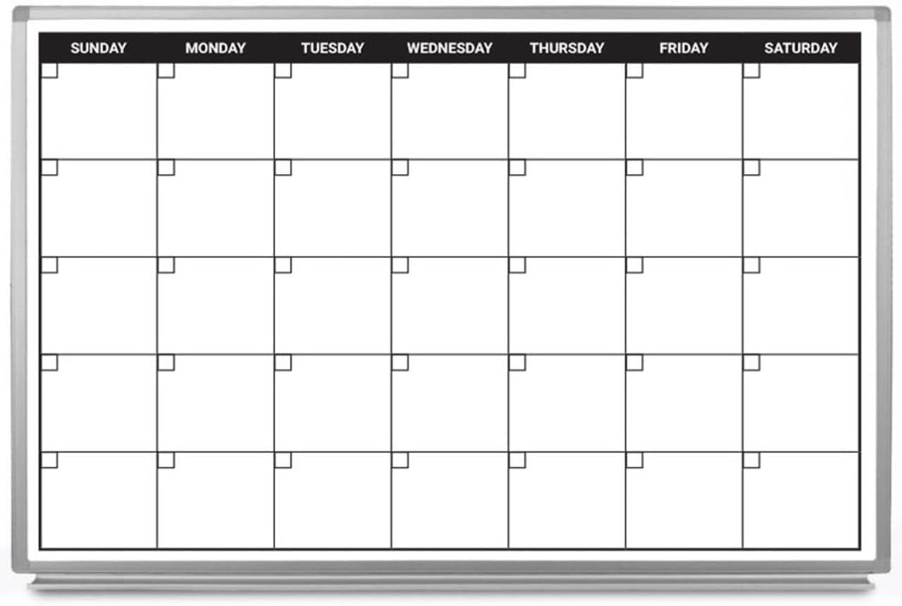 Month Calendar Dry-Erase Scheduling Whiteboard 48" x 36"