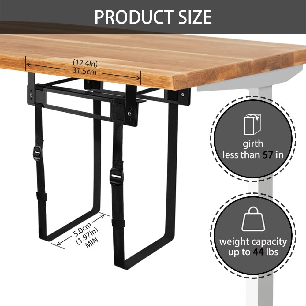 Under Desk PC Mount with Anti Scratch Sponge, Adjustable CPU Holder Bracket for Computer Tower (Black, Fixed)