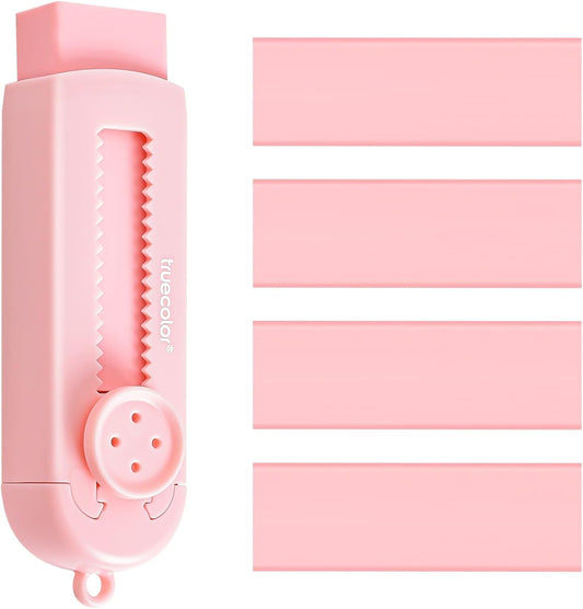Pencil Erasers,Retractable Erasers for Pencils - 4+1 Pack Rubber Erasers (Pink)