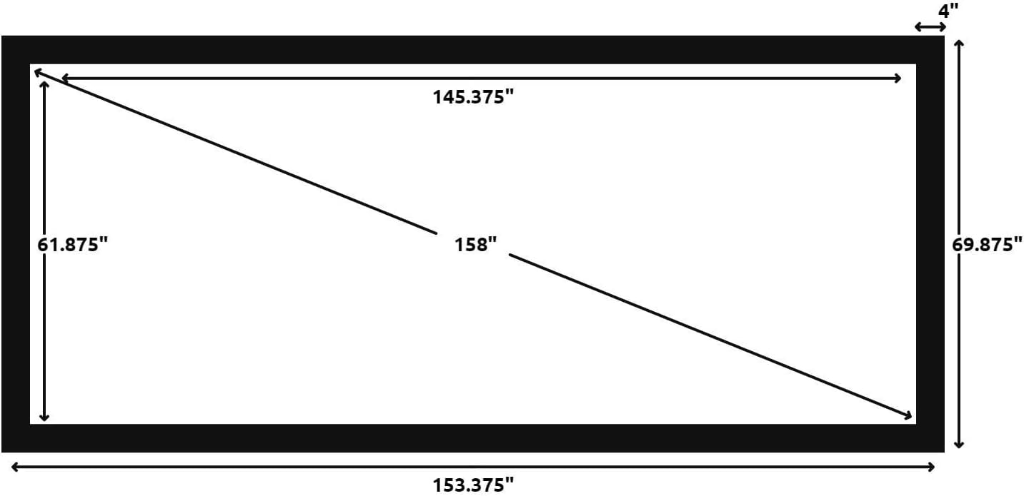 Silver Ticket Products STR Series 6 Piece Home Theater Fixed Frame 4K / 8K Ultra HD, HDTV, HDR & Active 3D Movie Projection Screen, 2.35:1 Format, 158" Diagonal, Grey Material STR-235158-G