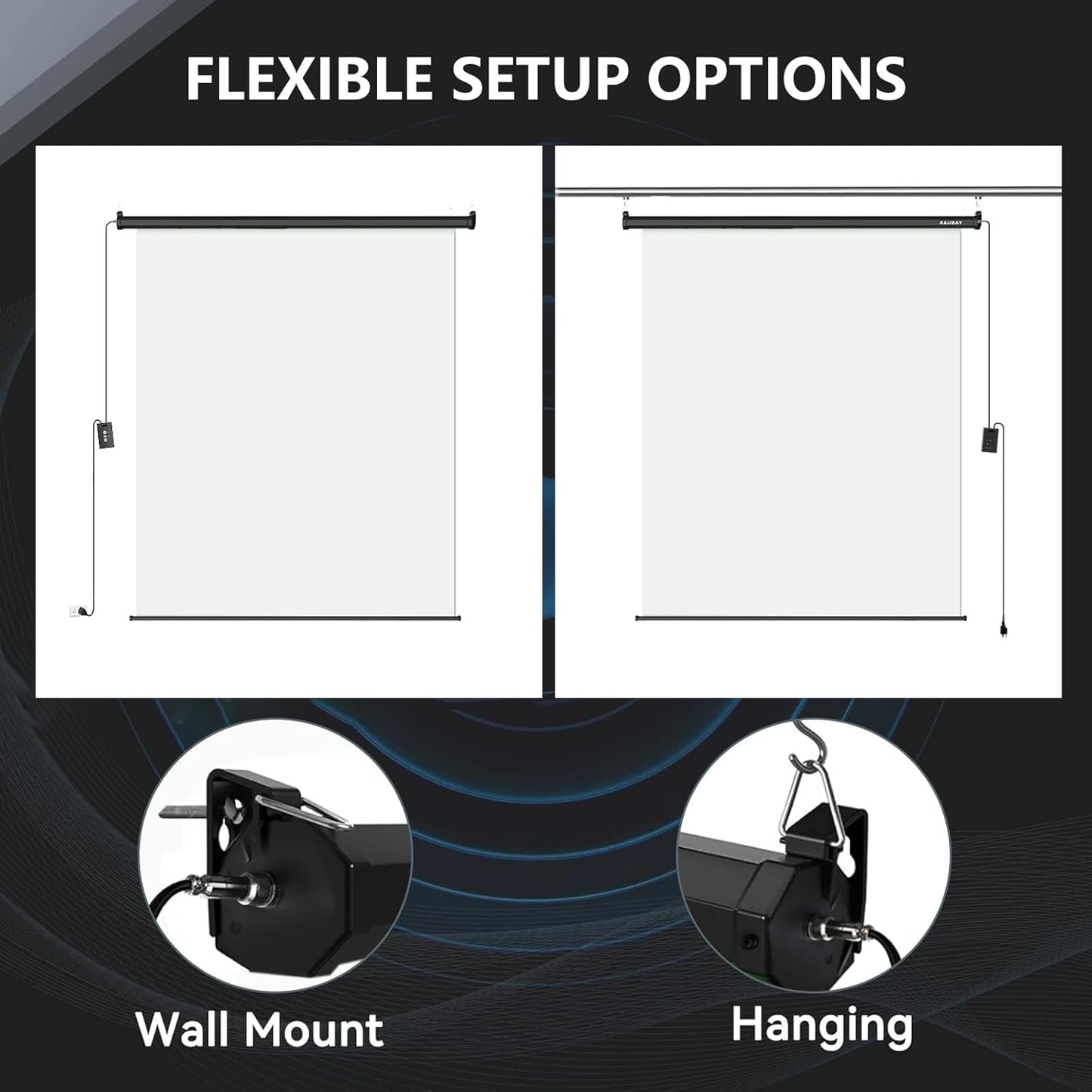 RAUBAY Motorized Pull Down White Screen Backdrop - 78.7" x 86.6" Collapsible Wall-Mount Background for Professional Video Production, Photography Studio, Video Conferencing and YouTube, TikTok Creator
