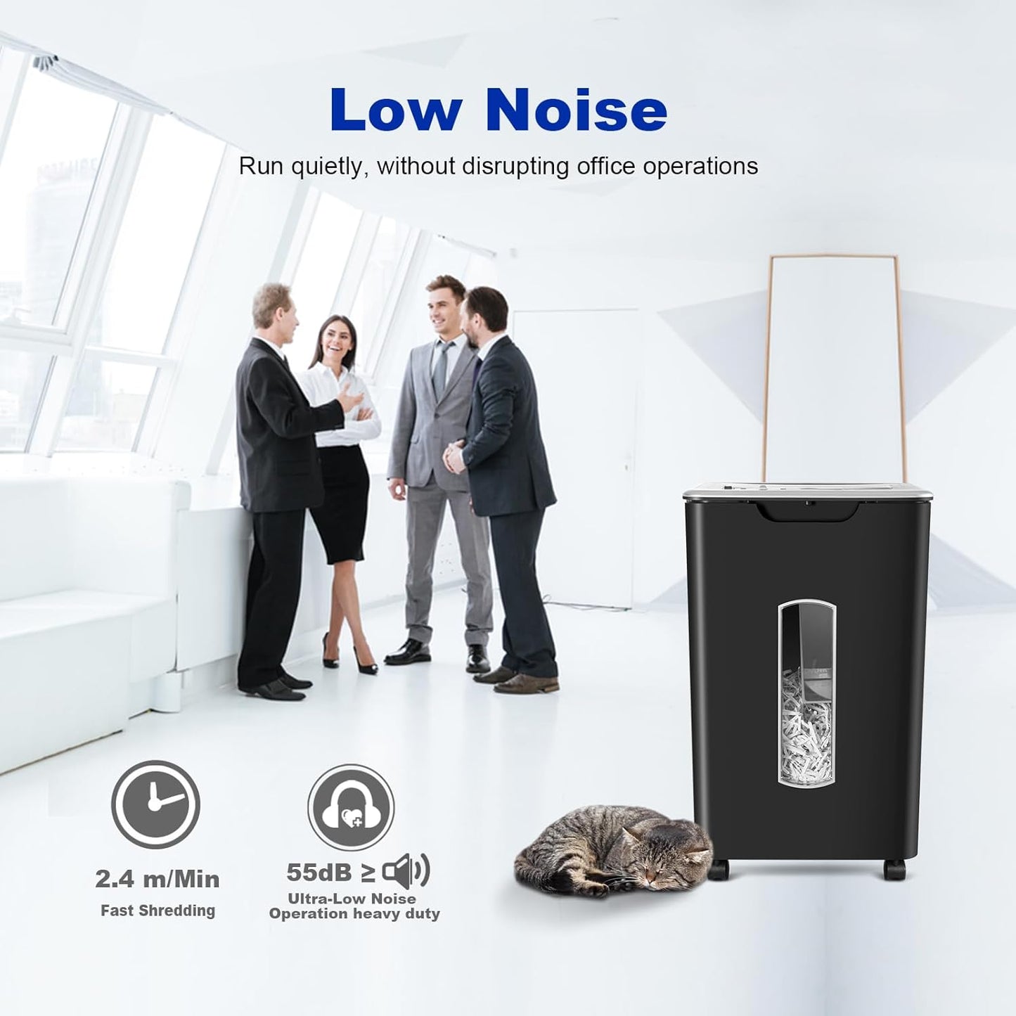 Paper Shredder for Home Office, 60 Sheets Auto Feed, 55dB Super Quiet, P-4 Cross Cut, 2.4m/min High-Speed Shredding, 5.8 Gallon Bin, CD/Credit Card Shredder with Anti-Jam & Dual Modes