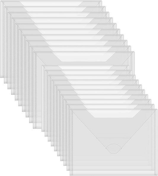 20 Pack Large Clear Stamps & Dies Plastic Storage Envelopes Pockets Transparent PVC Folder for Cutting Dies Stencil Christmas DIY Scrapbooking Paper Card Craft Making 2 Different Size Case Bags