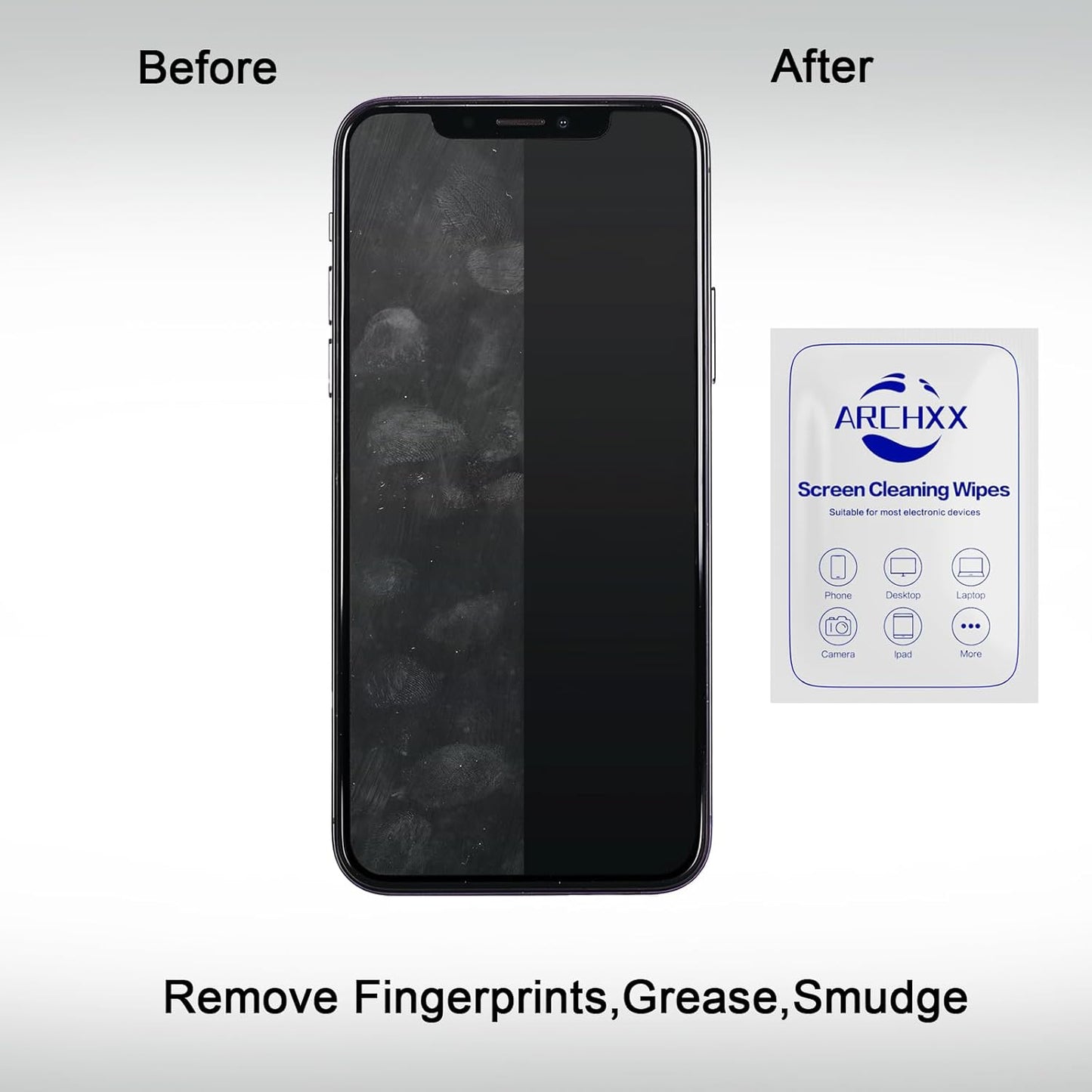 Screen Wipes for Electronics, 120 Count 6"x6" Pre-Moistened Screen Cleaner for Screens, Computer,Laptop,Tablet,Phone,Monitor,Car Screen Cleaner, Lens Wipes Individually Wrapped