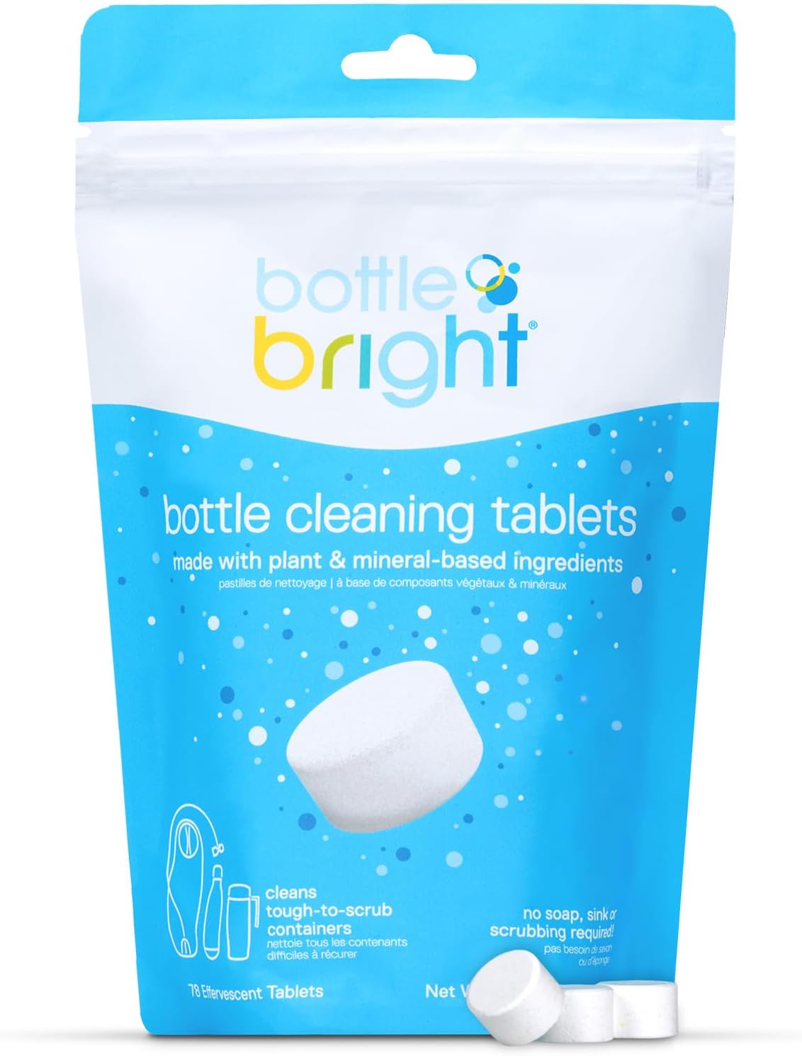 Bottle Bright - Clean Stainless Steel, Thermos, Tumbler, Insulated and Reusable Water Bottles – Cleaning Tablets are Easy and Safe to Use