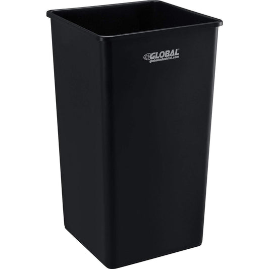 Global Industrial Square Plastic Garbage Can, Open Top, 55 Gallon Capacity, Indoor/Outdoor Rated, 19-1/2"W x 19-1/2"D x 34"H, Utility Trash Can, No Lid, Black