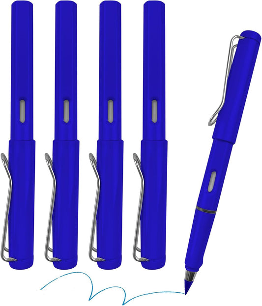 Everlasting Blue Checking Pencils - Medium Graphite Pencils with Erasers - 4 Pack