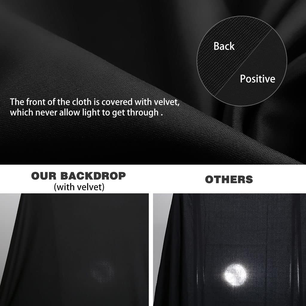 10X12ft Black Backdrop, LCUIRC Photo Backdrop Curtain Polyester Background for Portraits Pet Photoshoot and Birthday Party Halloween Decoration