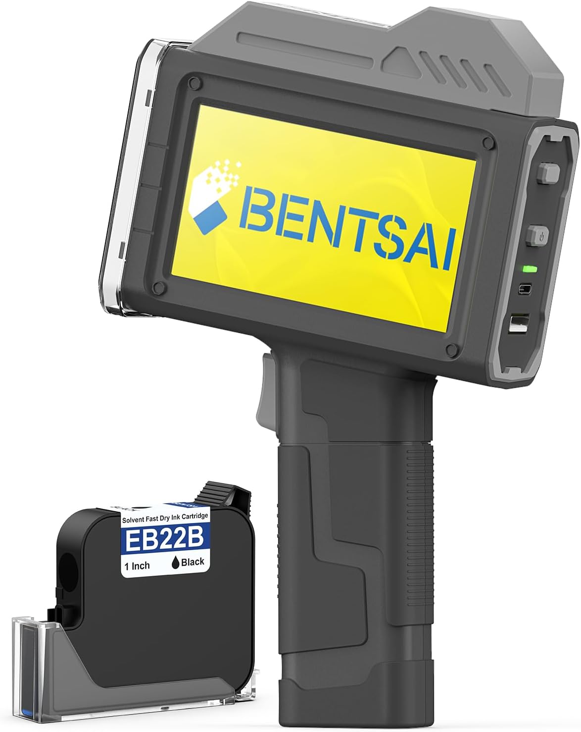 BENTSAI Handheld Inkjet Printer BT-HH6210B 1 Inch (25.4mm) Printhead with 16H Long Endurance for Batch Number Date Logo Barcode QR Code Print on Plastic Cardboard Wood Metal Clothes