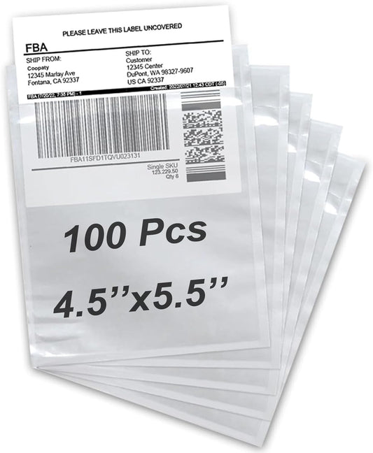 Coopaty 4.5" x 5.5" Packing List Envelope, Shipping Label Pouch, Clear Adhesive Packing List Pouches for Invoice/Documents/Labels (100 Pack)