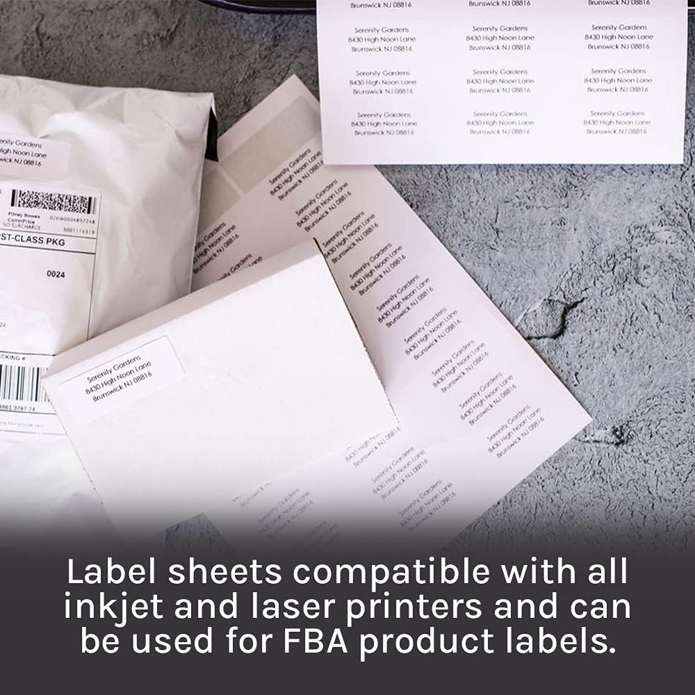 Premium Label Supply White Address Sticker Labels – 2.625" x 1" – Laser/Inkjet Compatible – (30 per Sheet), 500 Sheets - 15,000 Total Adhesive FBA Labels