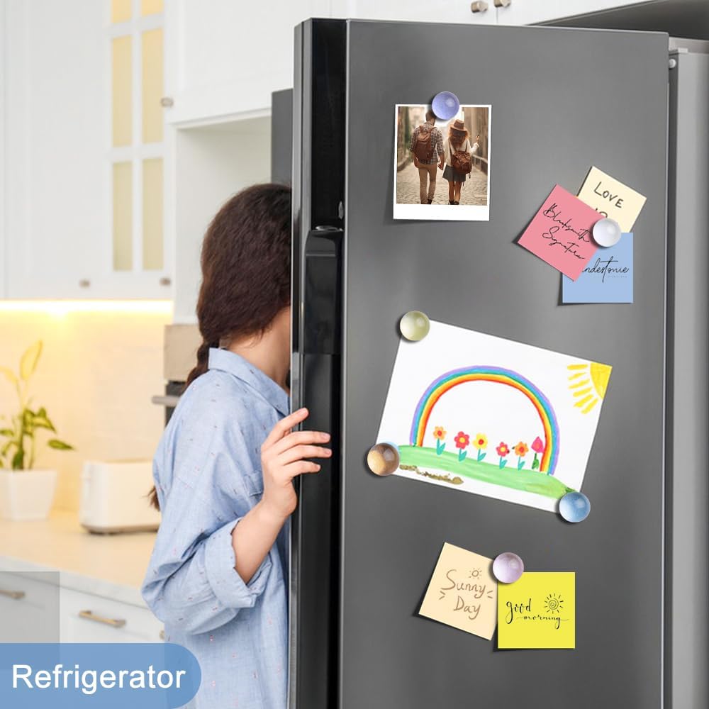 rhinocats 12Pcs Fridge Magnets, Locker Decor,Colorful Decorative Sparkling hemispheric Refrigerator Magnets, Cute Strong Whiteboard Magnets for Kitchen Office