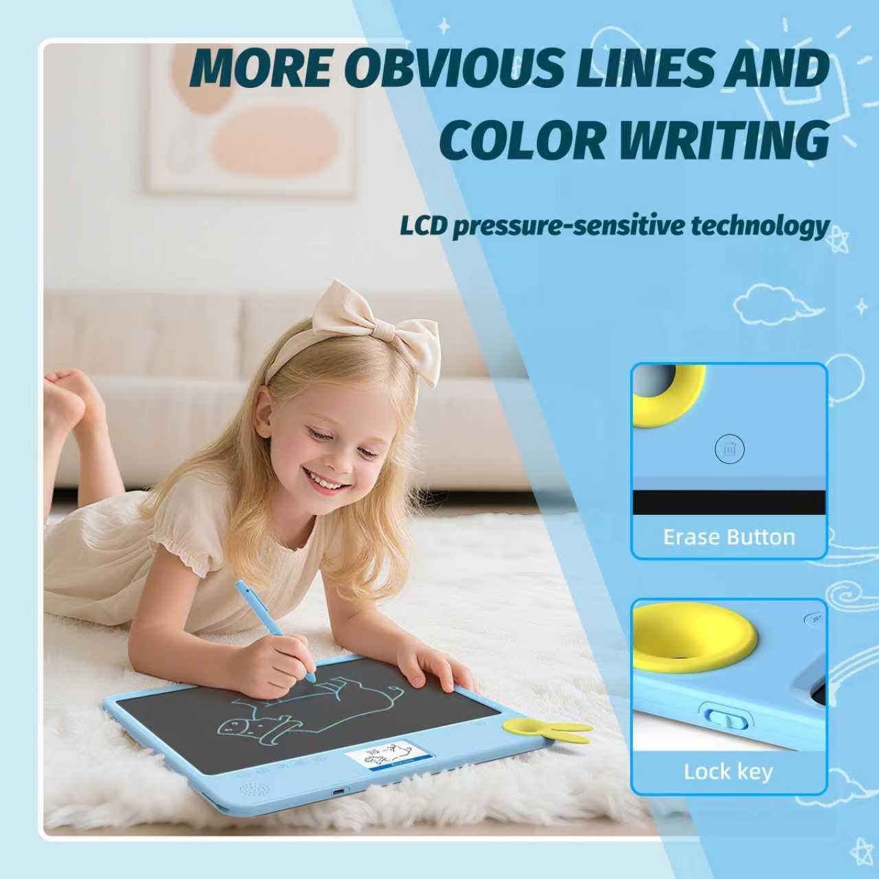 LCD Writing Tablet for Kids – 13.5'' Drawing Pad with 2.8'' Color Screen, Includes Traceable Drawings & Rich Content, Educational Writing Tablet for Kids Ages 3,4,5,6, Gifts for Boys & Girls