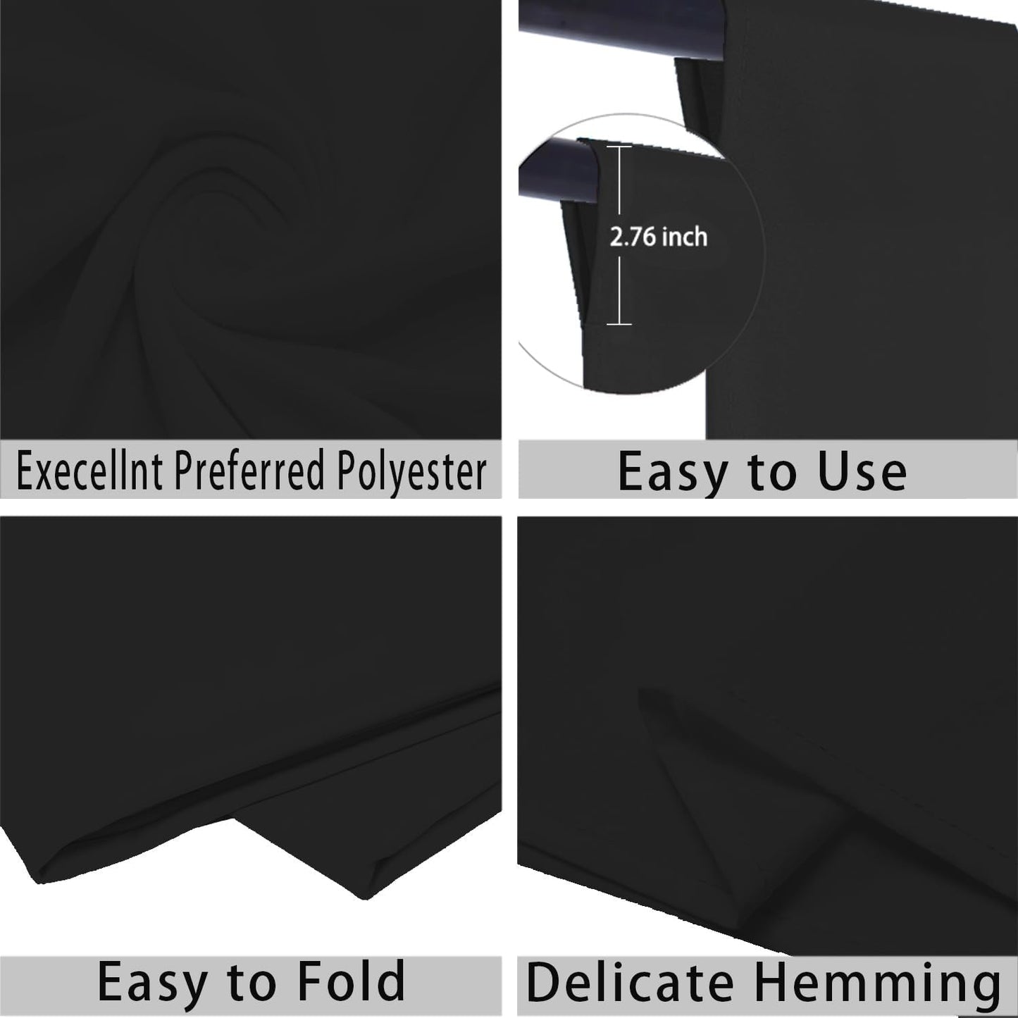 Black Photo Backdrop for Photoshoot Black Background for Photography Photo Backdrop Curtain for Party 6 x 9 FT