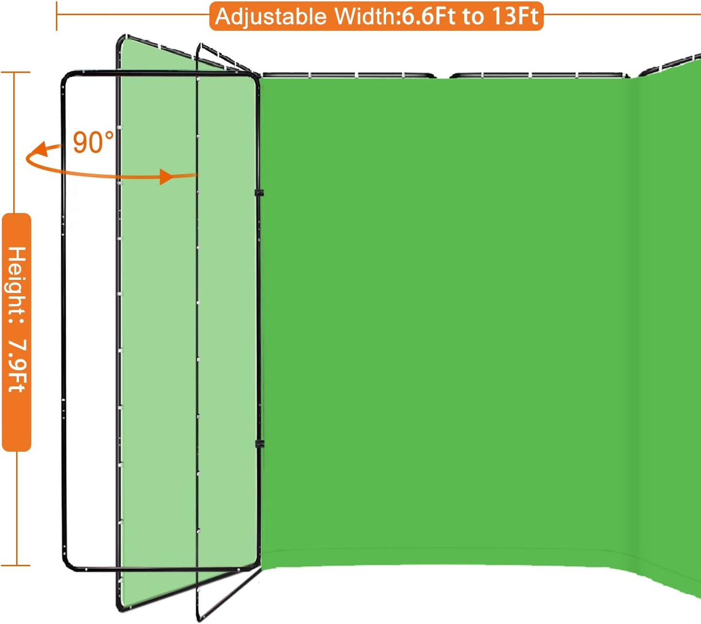 7.87ft x 13.12ft Green Screen Backdrop with Stand, Large Collapsible Green Backdrop with Heavy Duty Stand for Parties, Photography, Video Shooting, Live Streaming, Gaming