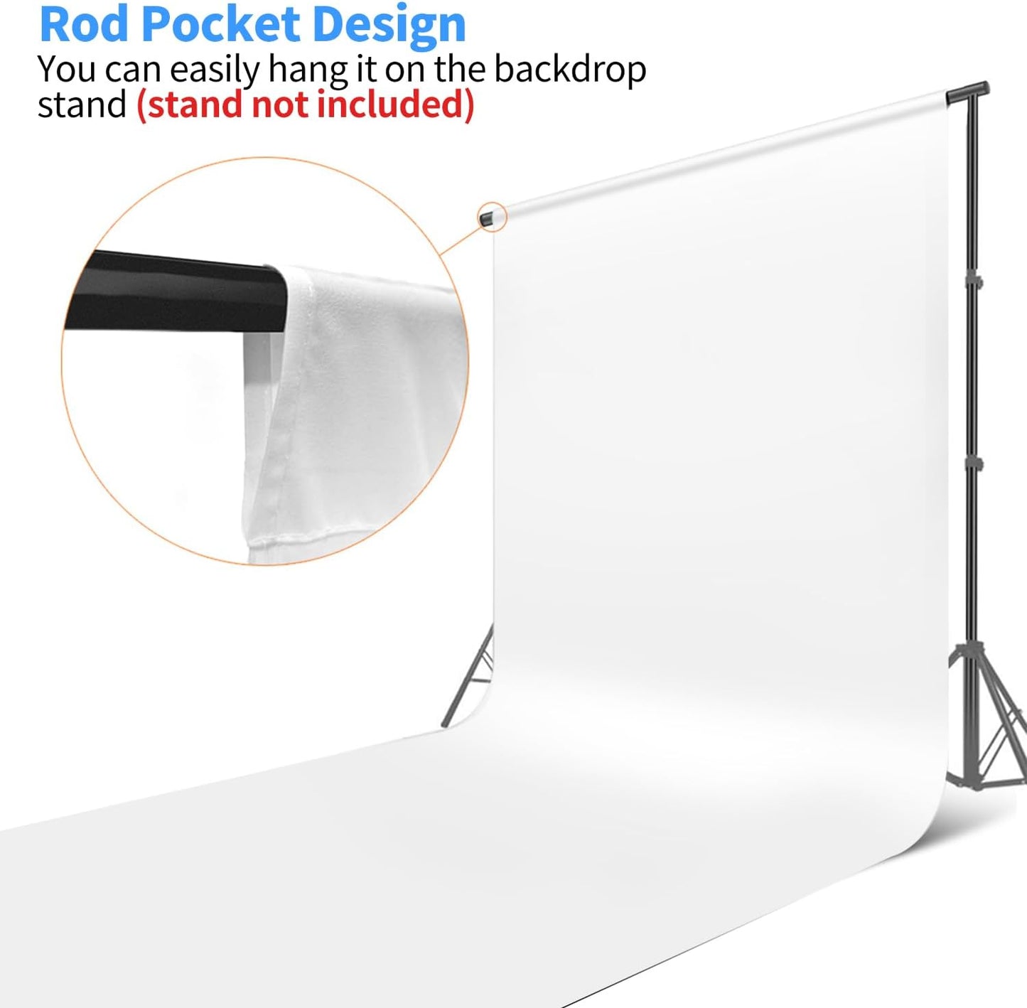 HEMMOTOP White Backdrop 10x12ft, Large Photography Background Screen for Photoshoot, 3x3.6m Seamless White Photo Backdrop Fabric for Birthday Parties, Video Recording, Weddings (Only Backdrop)