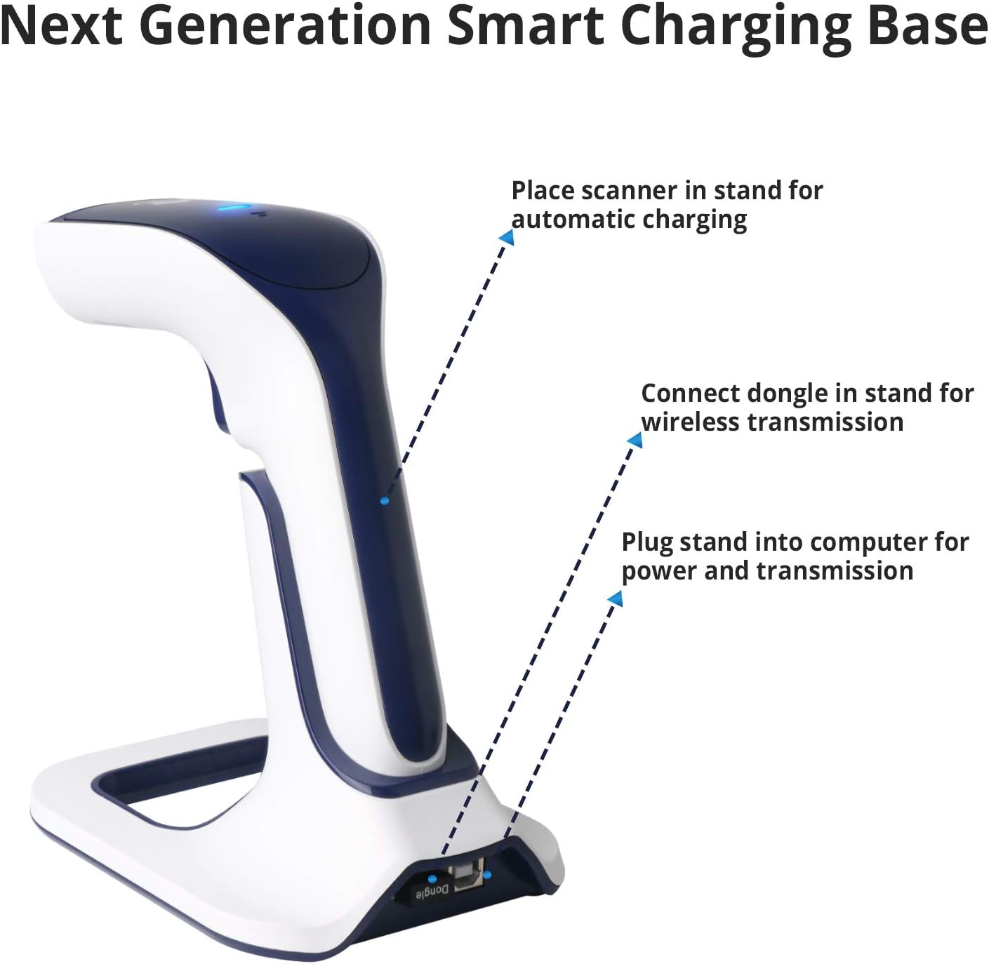 ScanAvenger Wireless Portable 1D with Stand Bluetooth Barcode Scanner: Hand Scanner 3-in-1, Cordless, Rechargeable Scan Gun for Inventory - USB Barcode Reader (1D Only with Next Gen Stand)…