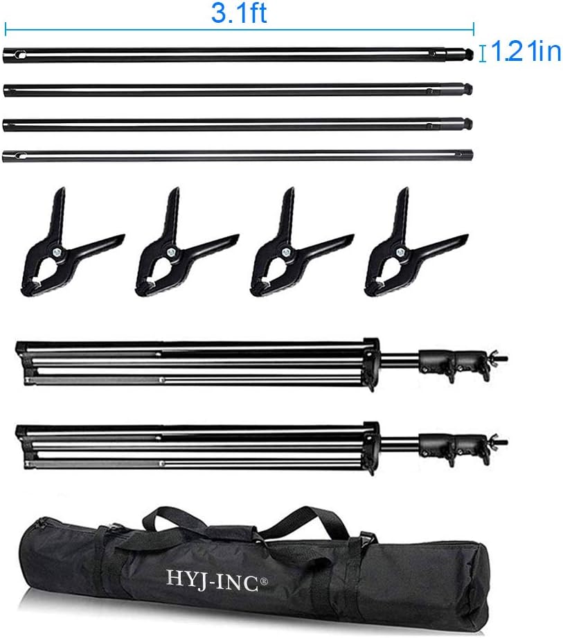 12ft x 10ft Photo Video Studio Heavy Duty Adjustable Photography Muslin Backdrop Stand Background Support System Kit with Carry Bag 4 Spring Clamps