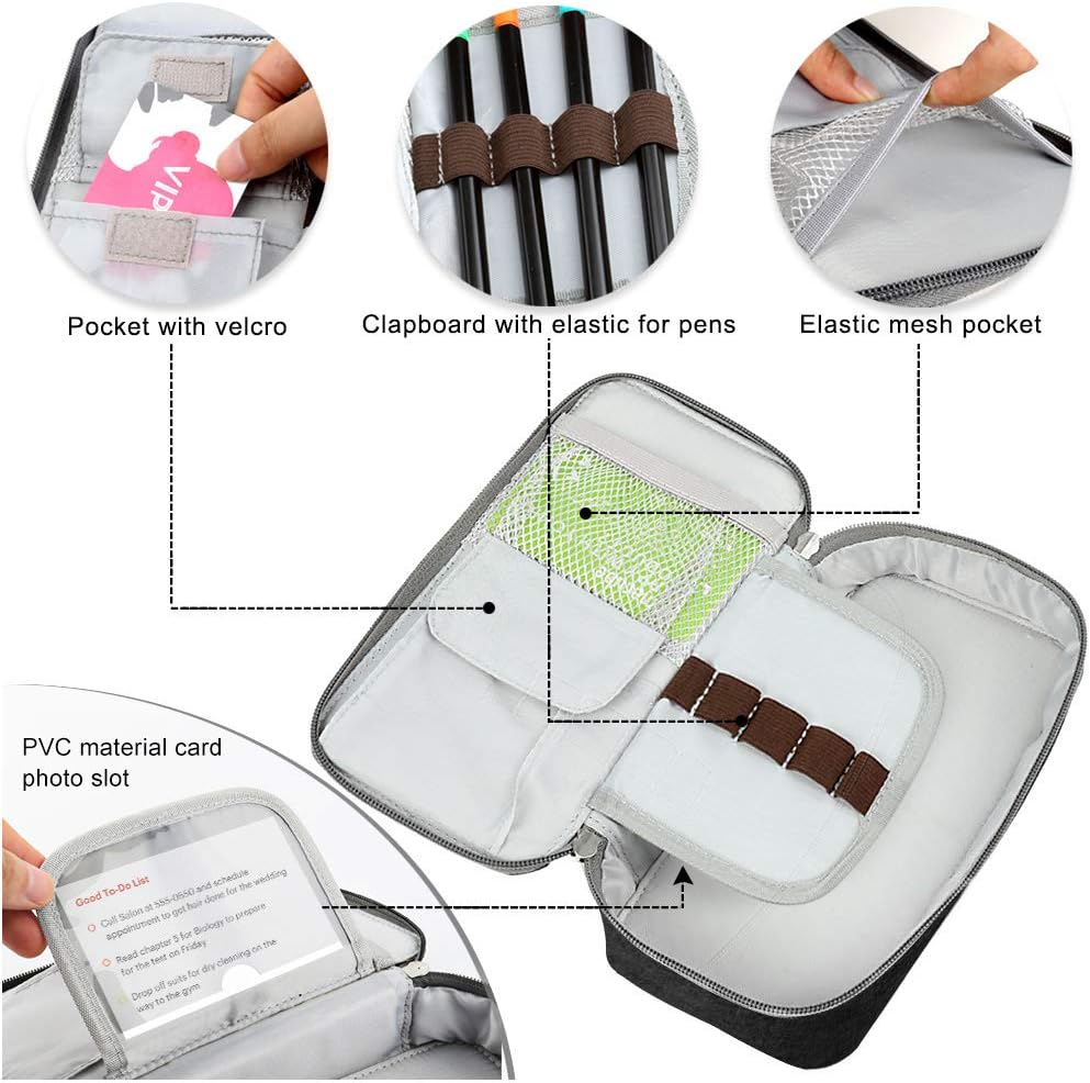 Homecube Capacious Pencil Case Marker Holder Pouch Desk Organizer Big Pencil Bag with Zipper Large Storage Box for College Middle School Office Supplies Stationery - Black