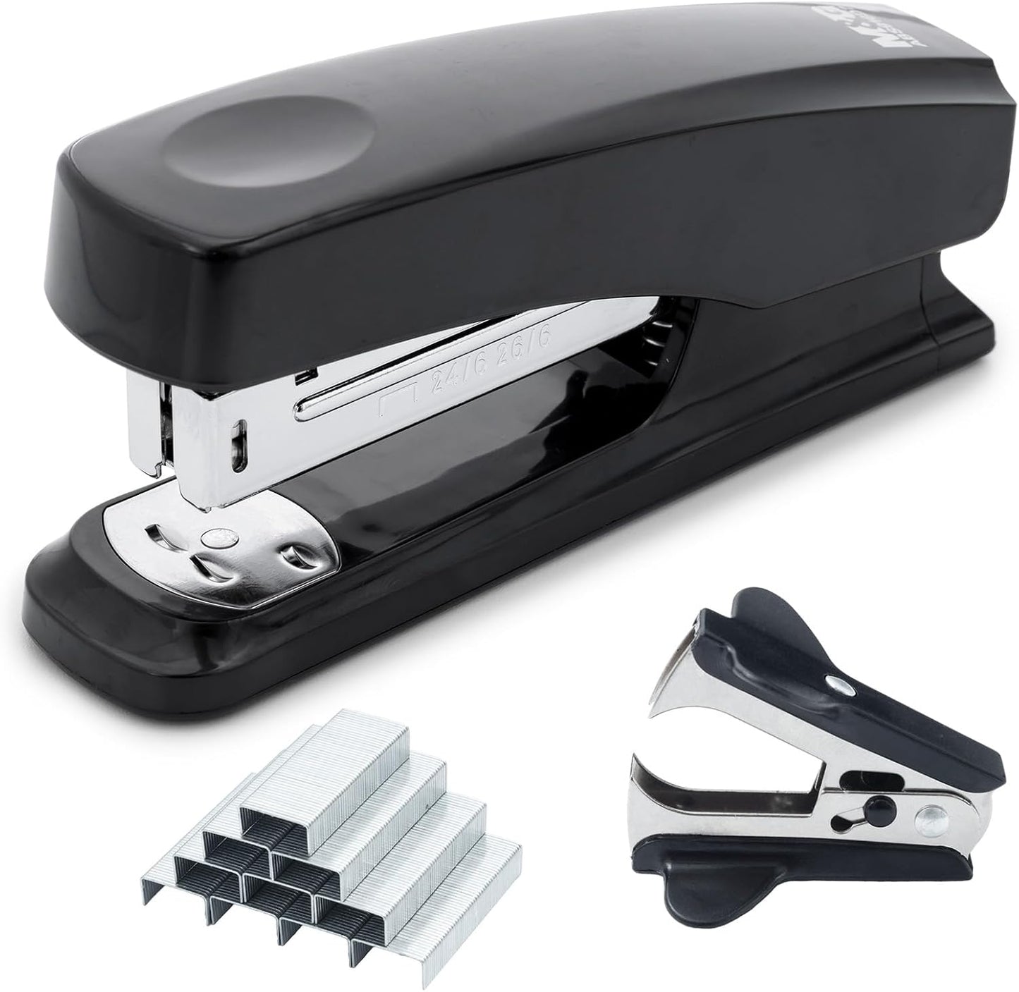 M&G Desktop Stapler with 25 Sheet Capacity, Two Binding Modes, Basic Stapler Set with 1000 Staples and Remover, Durable Staplers for Office School Home (Black)
