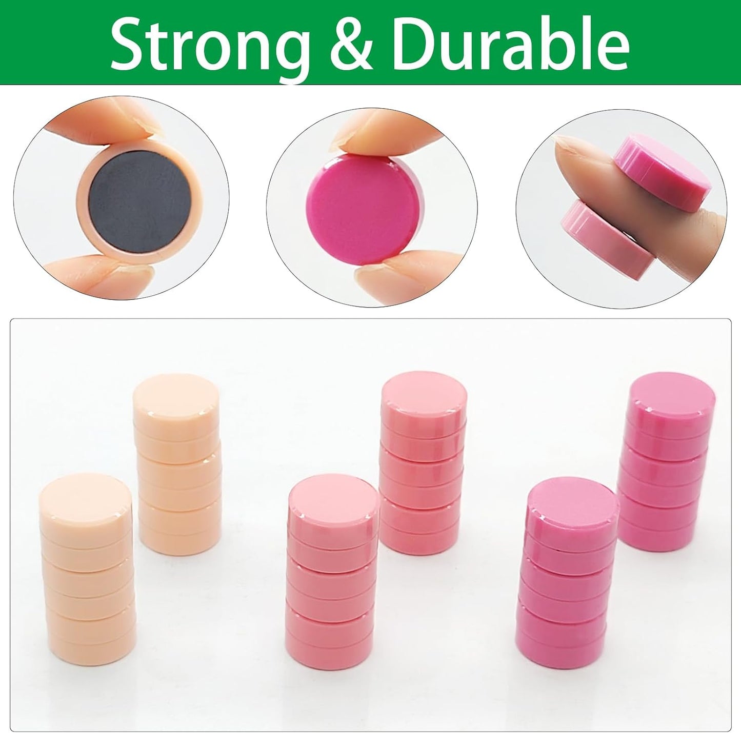 ZDZBLX Fridge Magnets 30 PCS, Strong Refrigerator Magnets for Whiteboard, Heavy Duty Small Round Magnets, Mini Decorative Cute Magnet for Fridge, Locker, Map, Kitchen, School, Office, Classroom (Pink)