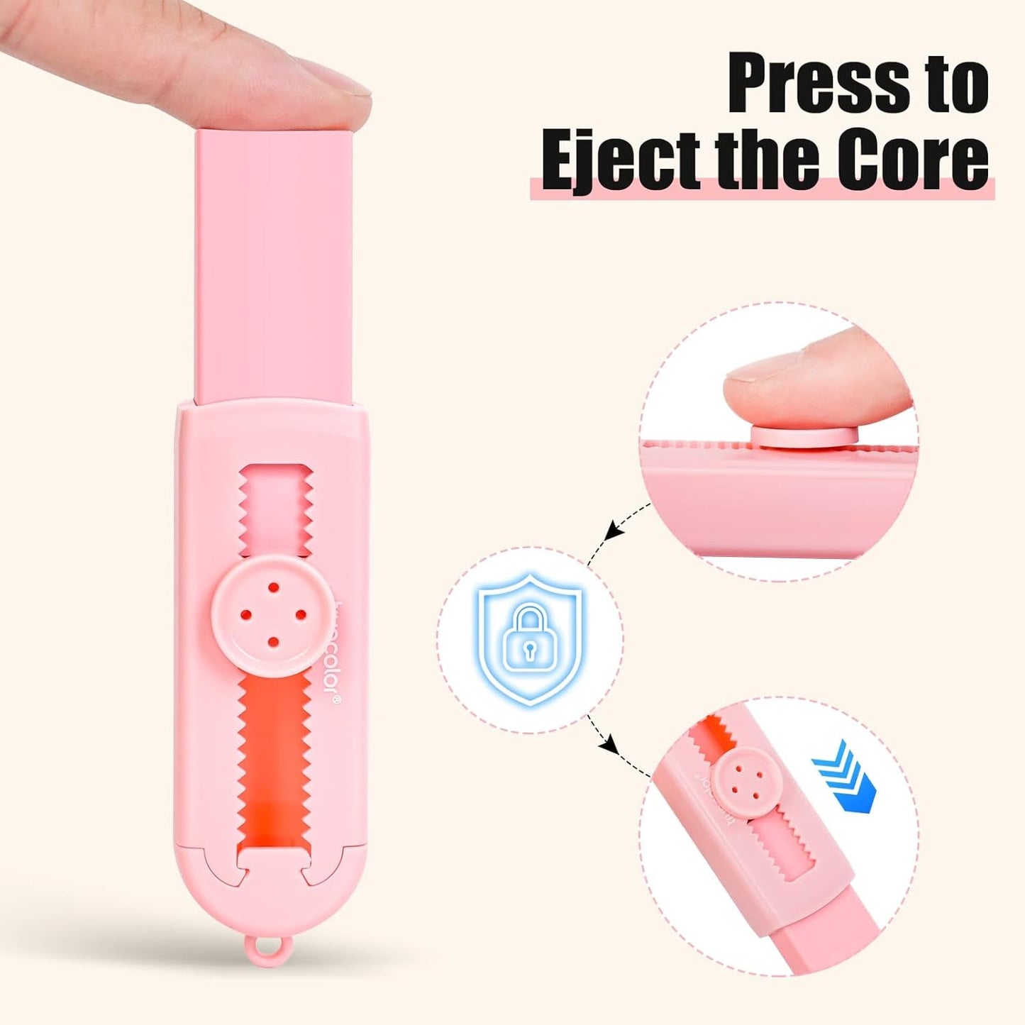 Pencil Erasers,Retractable Erasers for Pencils - 4+1 Pack Rubber Erasers (Pink)